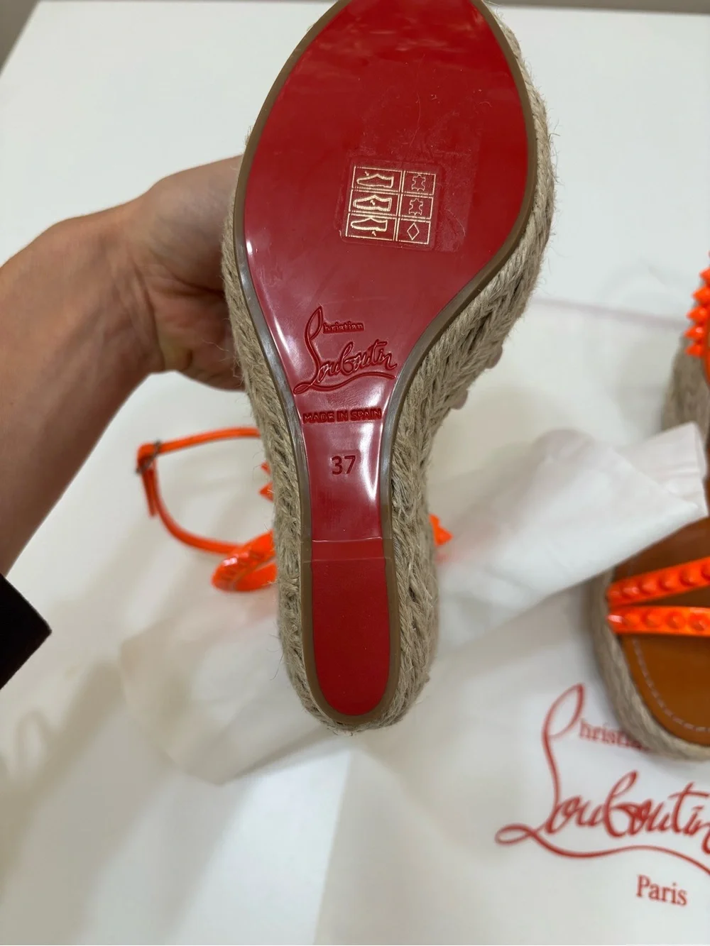 🧡 Christian Louboutin Pyraclou 110mm Espadrille Wedge Sandals